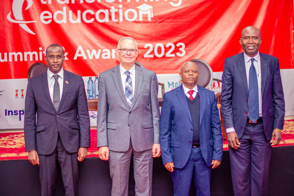 Dr. Kelly Oluoch, CEO, Kenya Medical Training College, Dr. Tony Devine, Vice President of Education, Global Peace Foundation, Dr. William Sugut, Director, Education Reforms and Junior secondary Education programmes and Mr. Daniel Juma, Executive Director, Global Peace Foundation Kenya at the Panari Hotel in Nairobi.